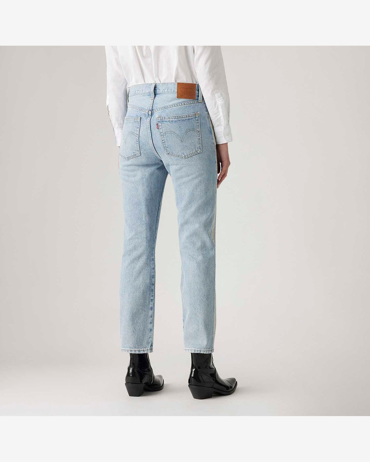 Calça Jeans Levi's® 501 Crop Com Strass Lavagem Clara