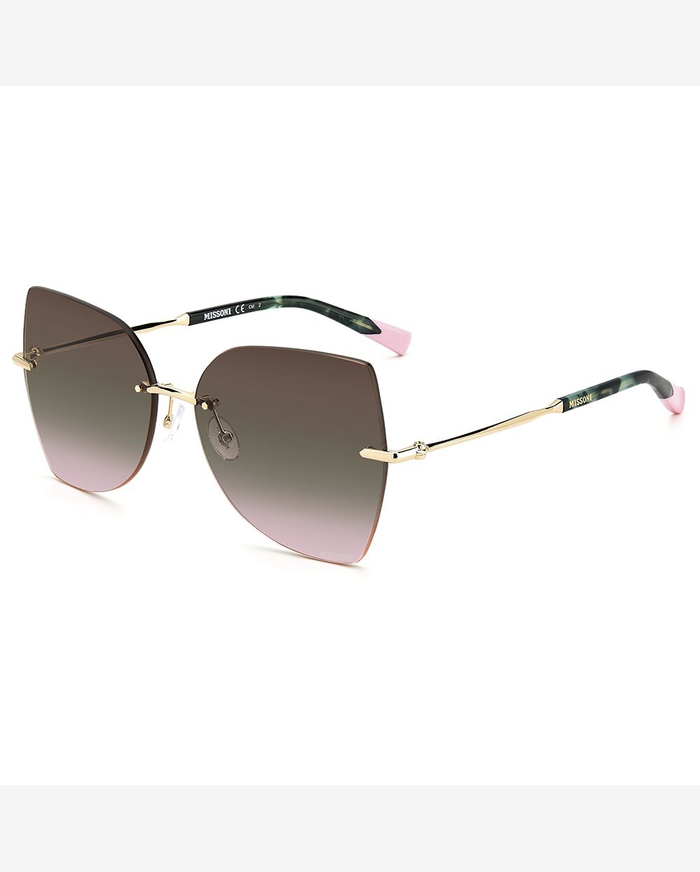 Occhiali Da Sole Missoni Sol Donna - Rettangolari In Acetato - Colori Verde E Rosa - Misura 55 - Design Esclusivo