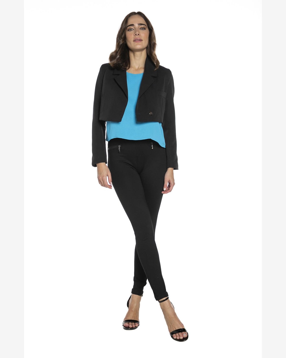 Blazer Curto Feminino Malha Liso Polo Wear Preto
