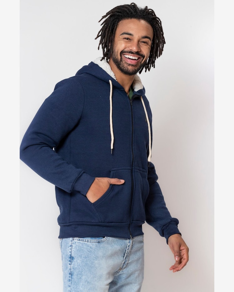 Riachuelo Blusa Moletom Masculina Capuz Pelo Polo Wear Azul Escuro