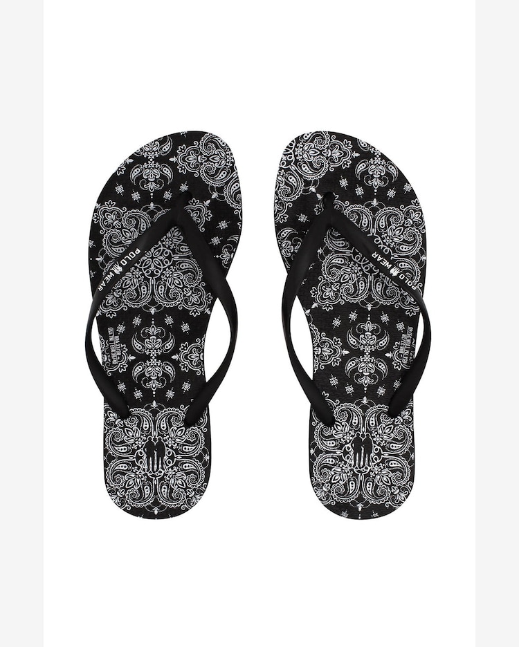 Chinelo Feminino Folhagem Polo Wear Preto