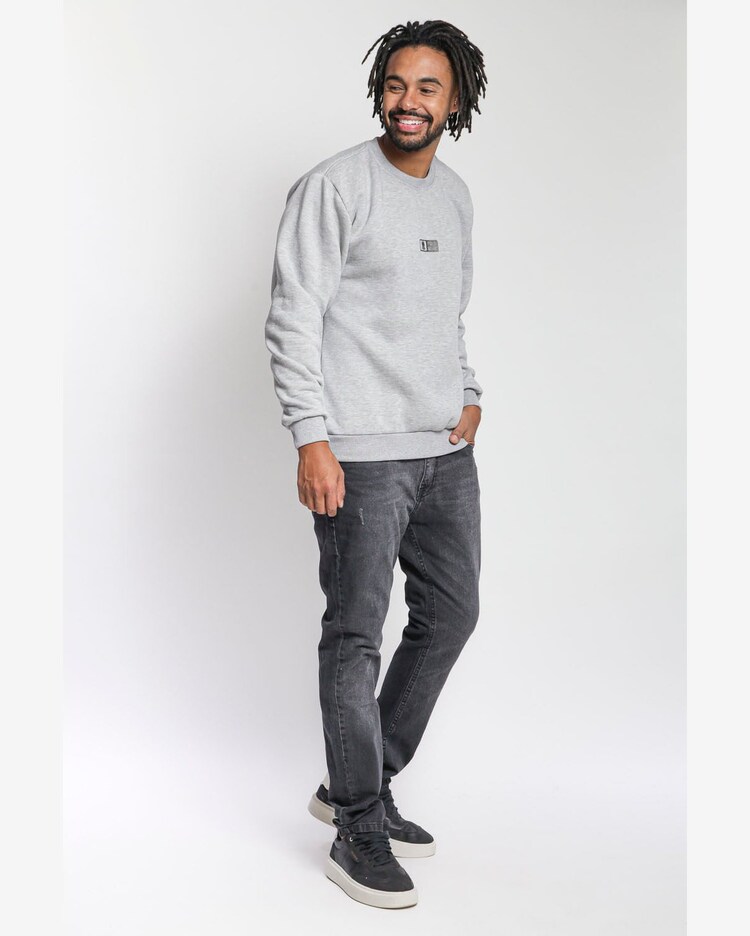 Blusa Moletom Masculina Gola Careca Polo Wear Cinza Riachuelo