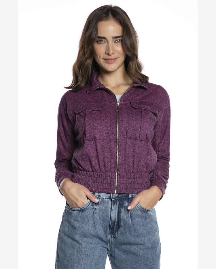 Riachuelo Jaqueta Feminina Moletom Estampada Polo Wear Rosa Escuro
