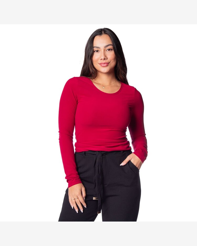 Riachuelo Blusa Feminina Cativa Básica Soft Vermelho Escuro