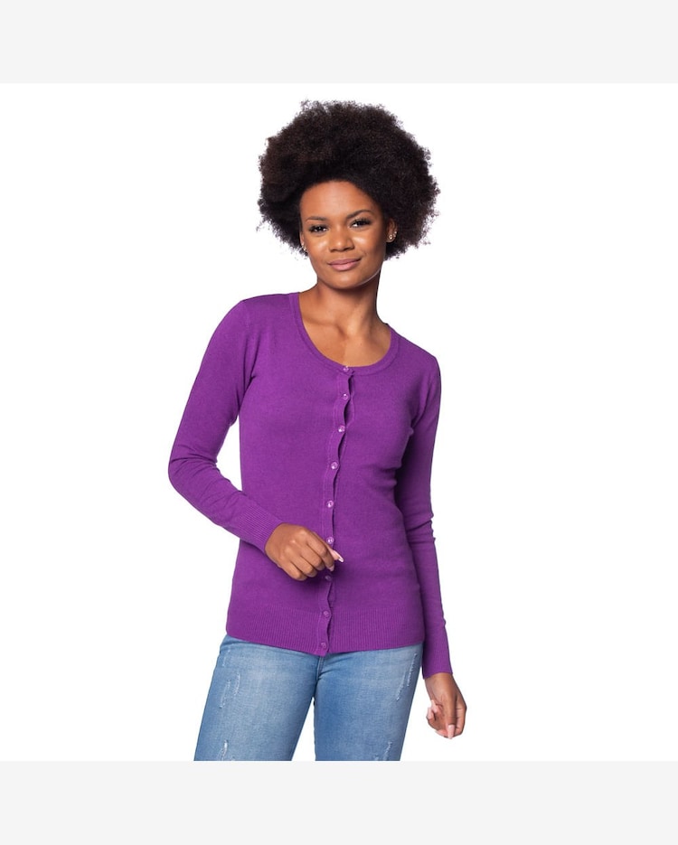 Riachuelo Casaco Feminino Facinelli Tricot Botões Roxo