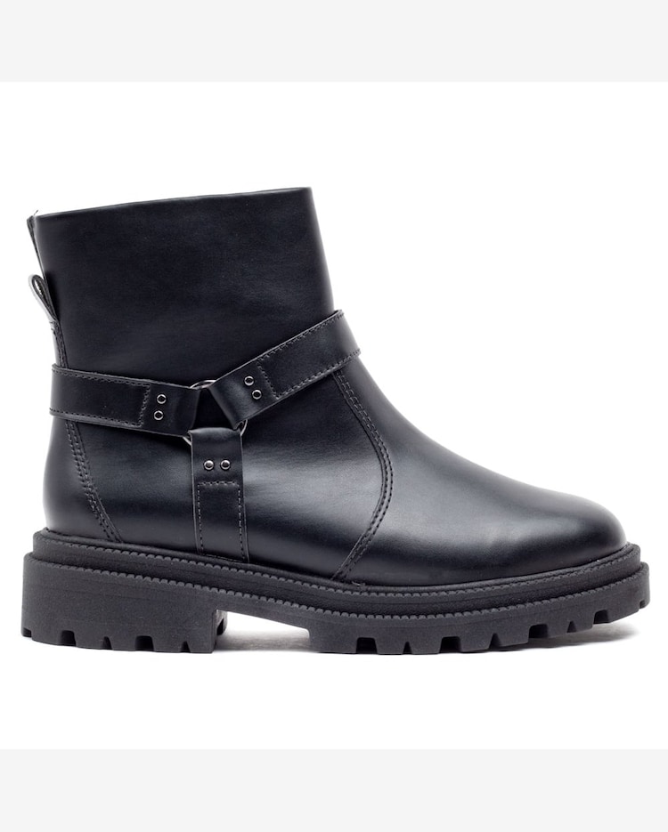 Riachuelo Bota Feminina Ramarim Tratorada com Tiras Preto