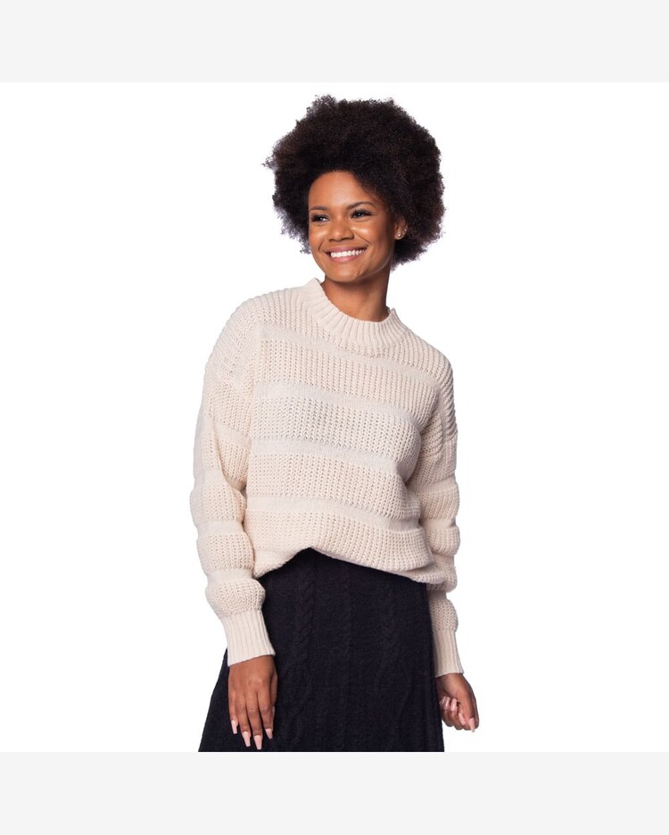 Riachuelo Blusa Feminina Facinelli em Tricot Encorpado Bege Claro