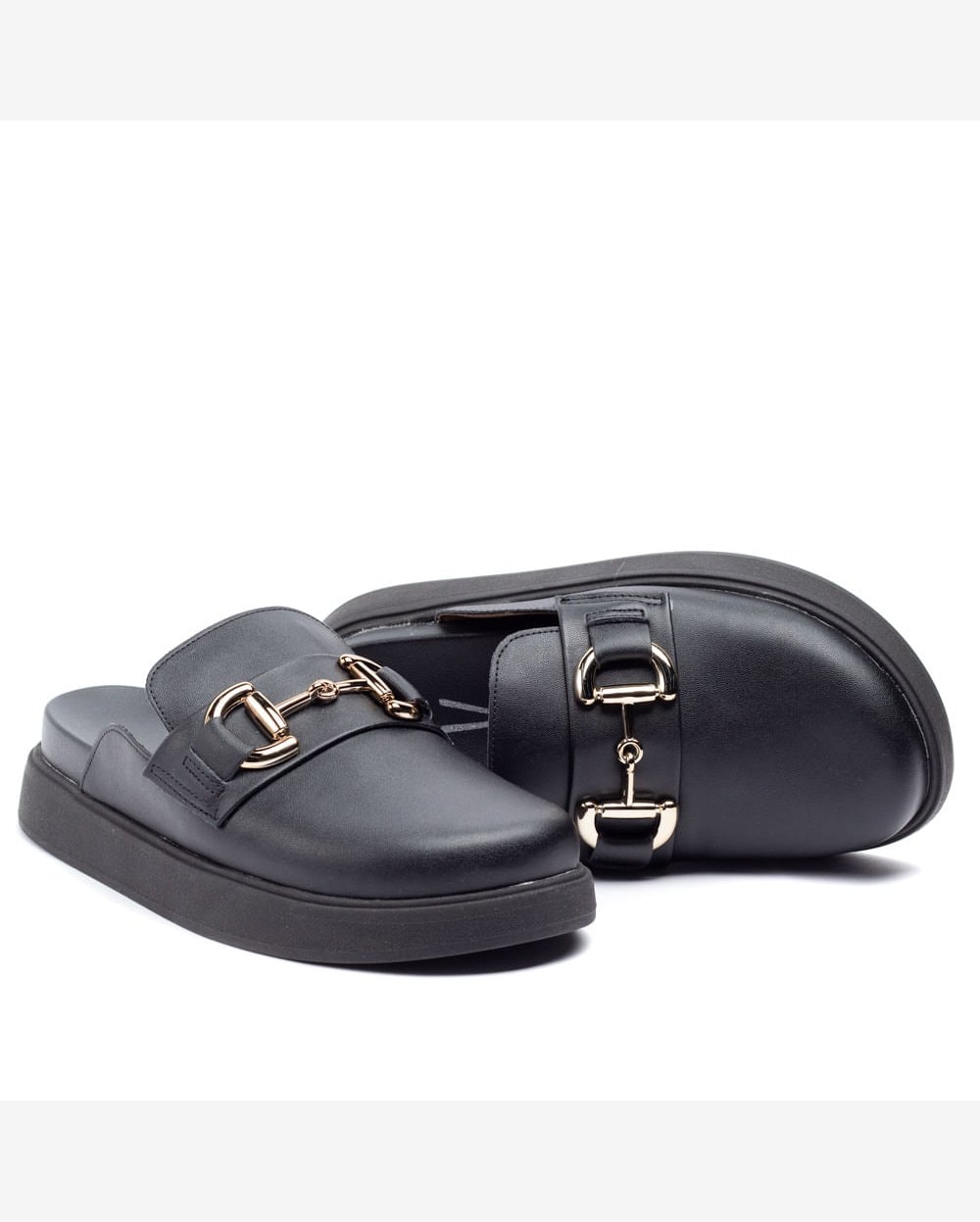 Riachuelo Mule Feminina Vizzano com Enfeite Dourado Preto