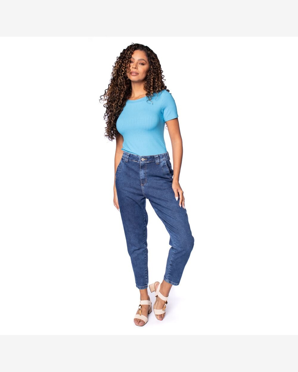 Blusa Feminina Cativa Canelada Decote Canoa Azul Azul Riachuelo