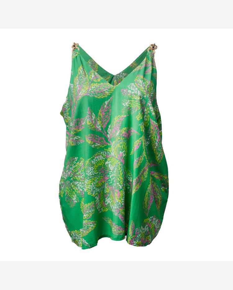 Regata Feminina Averzzy Plus Size Estampa Floral Verde