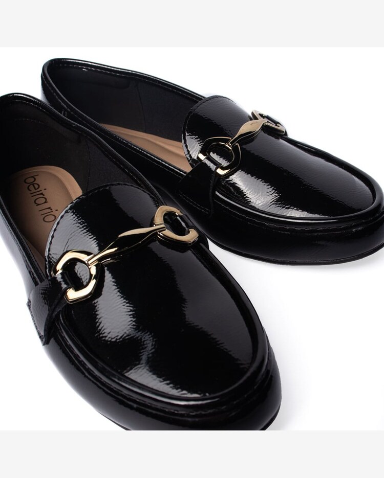 Mocassim Feminino Beira Rio Verniz Preto Riachuelo