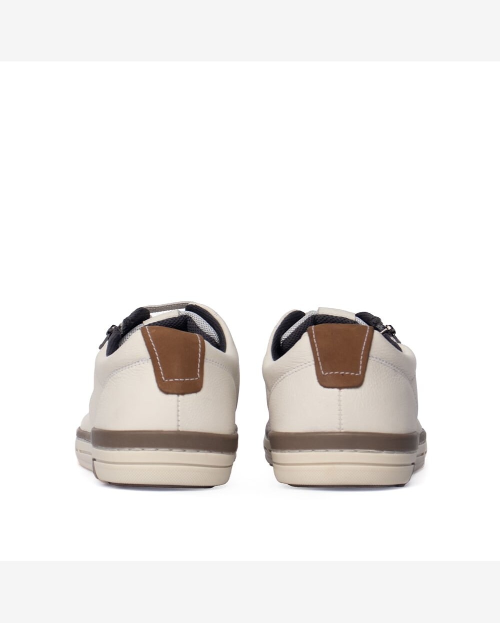 Sapatênis Masculino Pegada Couro Calce Fácil Off White/Cinza