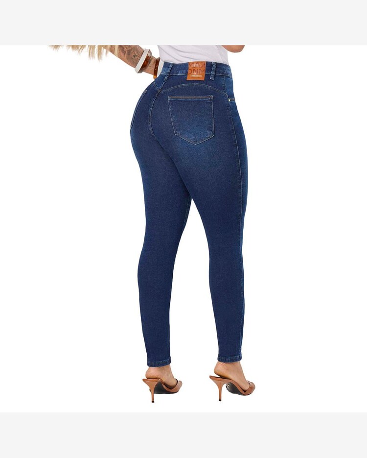 Riachuelo Calça Jeans Feminina Max Denim Cós Alto Skinny Azul