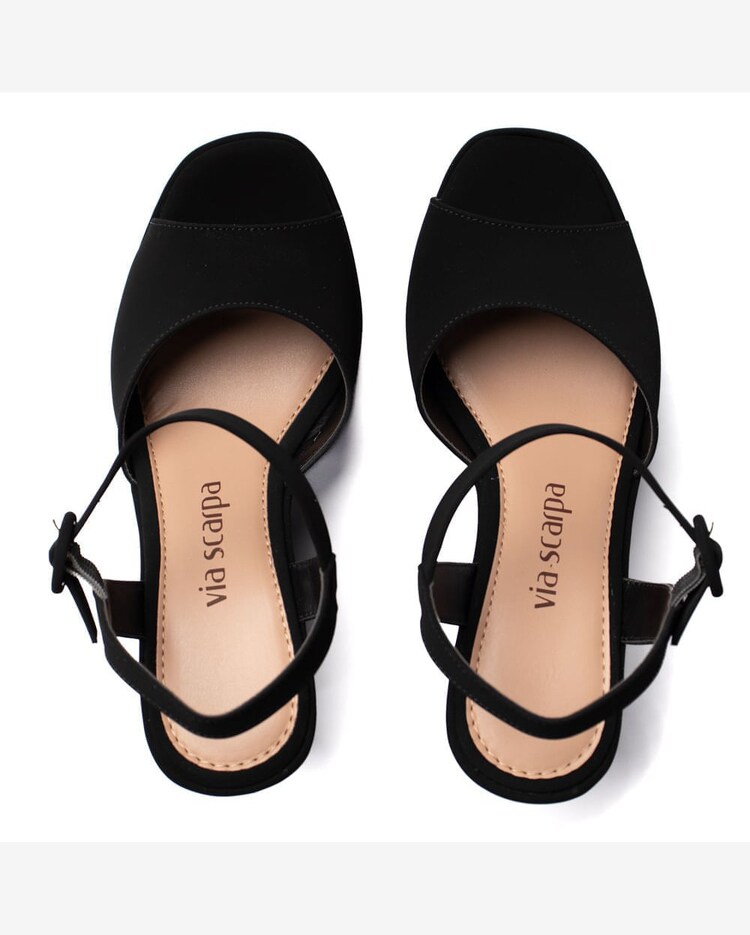 Riachuelo Sandália Feminina Meia Pata Nobuck Preto