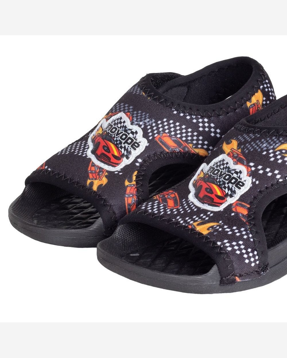 Riachuelo | Sandália Infantil Novopé Papete Carros com Led Preto/laranja