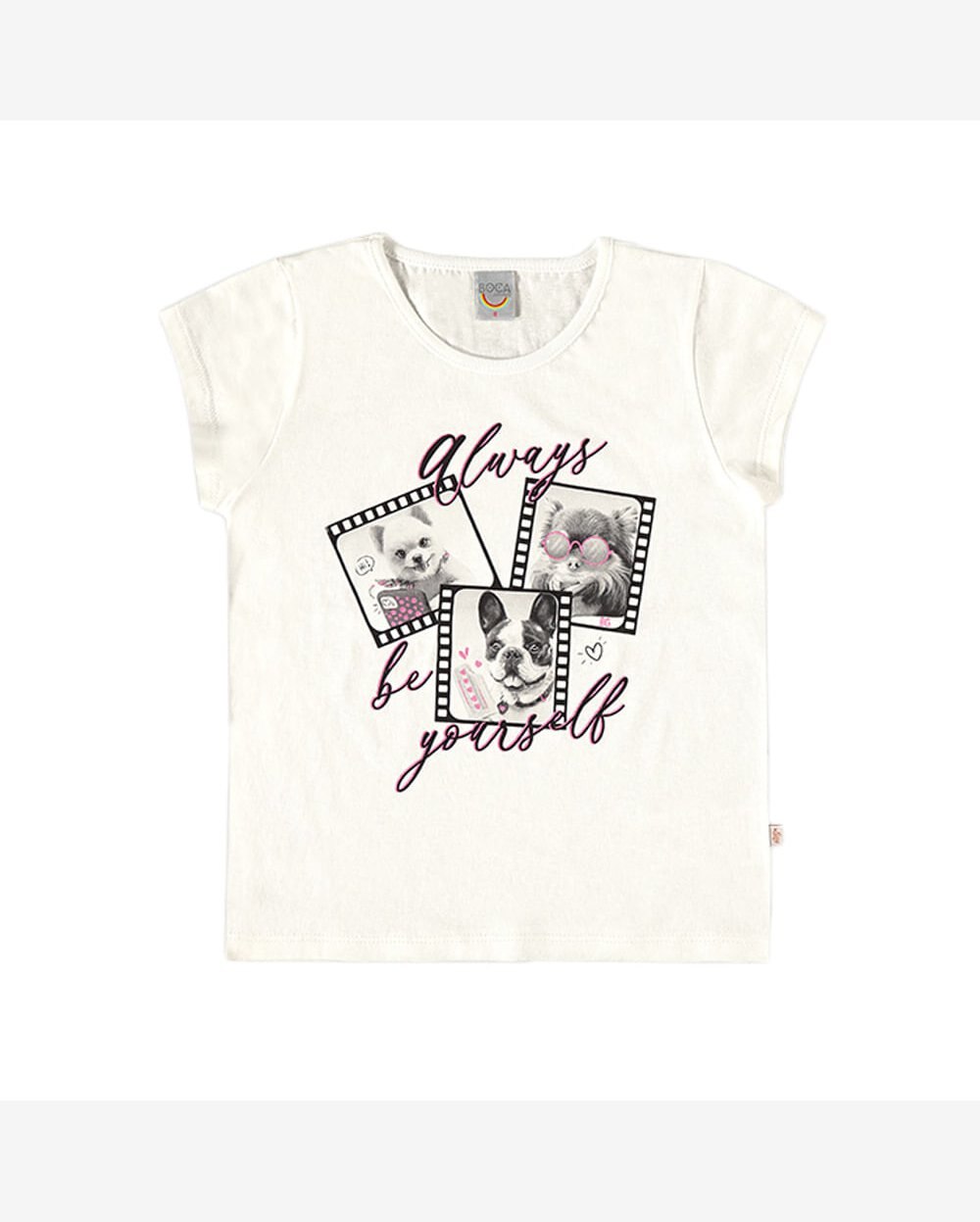 Riachuelo Blusa Infantil Boca Grande Menina Dogs Off White
