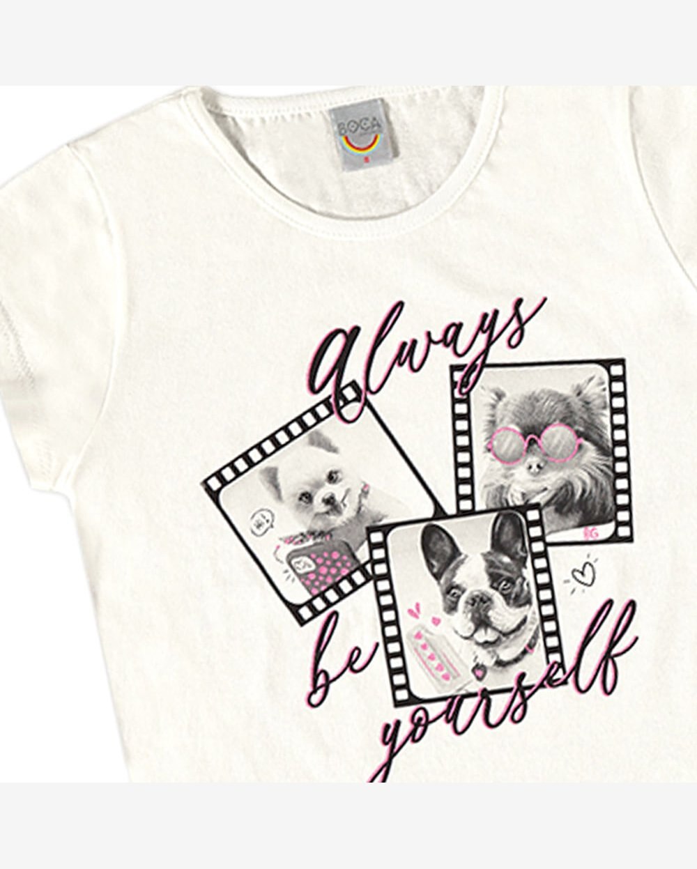 Riachuelo Blusa Infantil Boca Grande Menina Dogs Off White