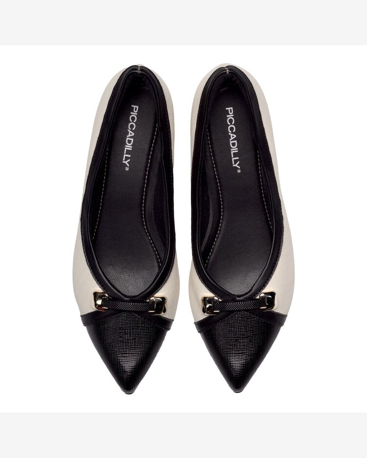 Riachuelo Sapato Feminino Piccadilly Casual Bico Fino Branco/preto
