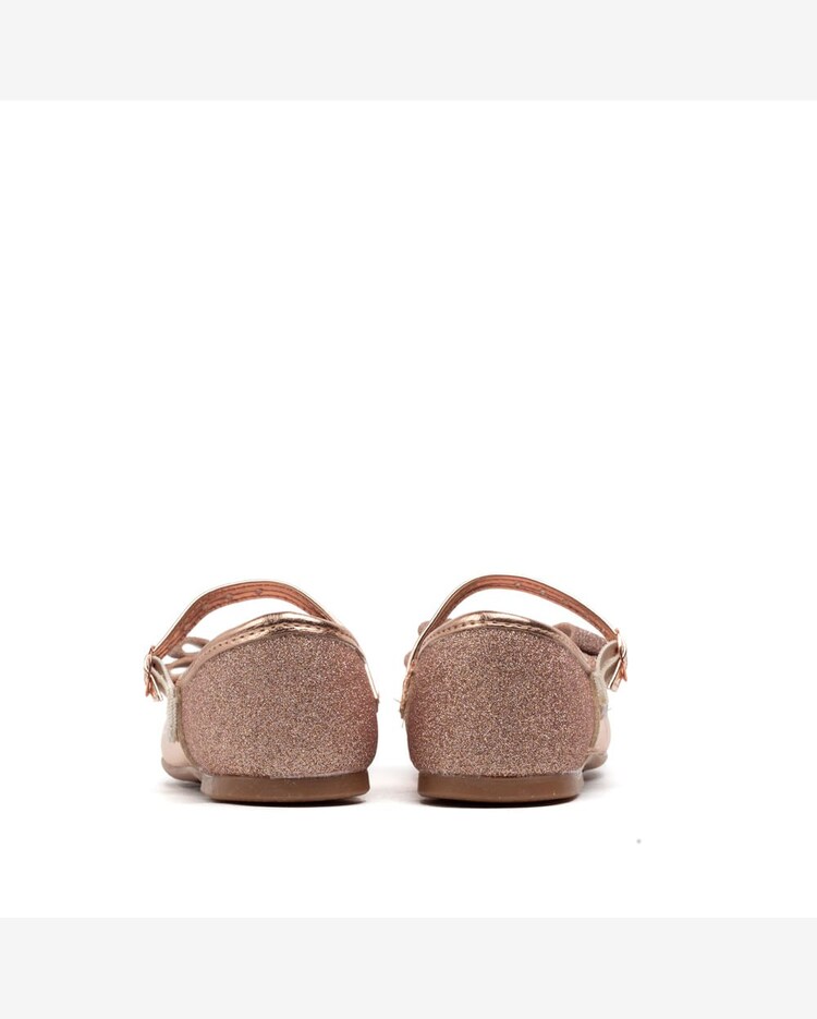 Sapato Infantil Molekinha Metalizado com Glitter Ouro Rosado Riachuelo