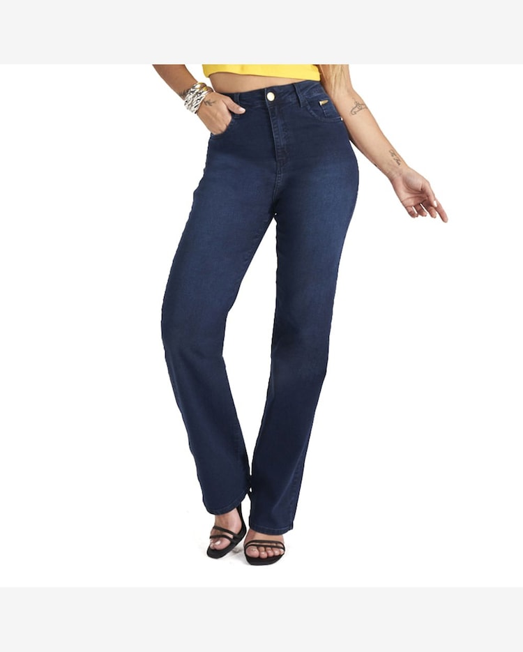 Calça Jeans Feminina Max Denim Reta Azul Escuro Riachuelo