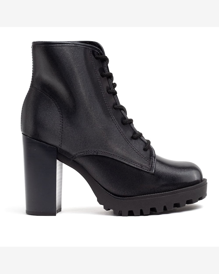 Riachuelo Bota Feminina Moleca Salto Alto com Cadarço Preto
