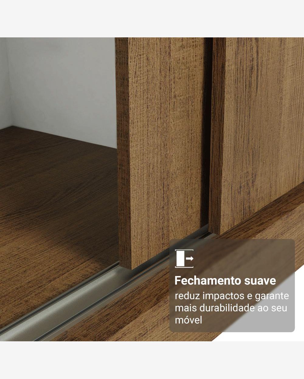 Guarda-Roupa Casal com Pés 3 Portas de Correr de Espelho Rustic Reno Madesa