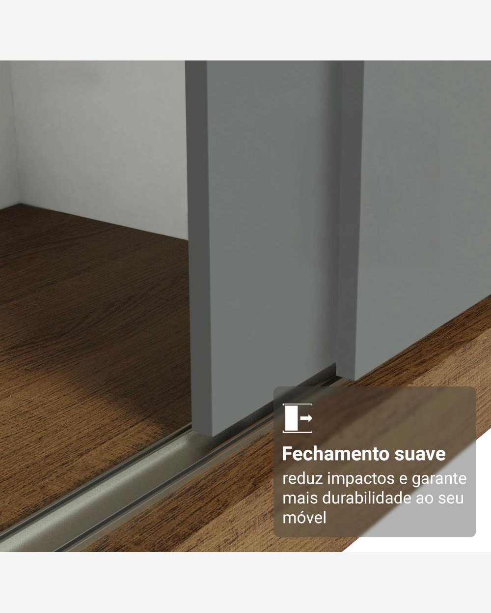 Guarda-Roupa Casal com Pés 3 Portas de Correr Rustic/Cinza Reno Madesa