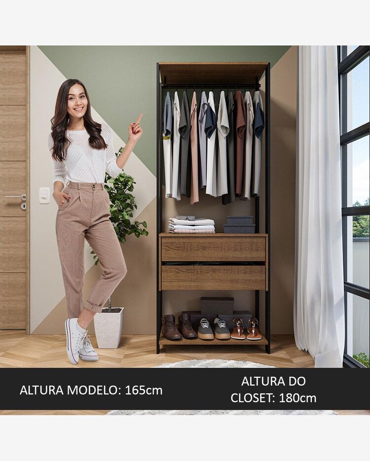 Riachuelo Guarda-Roupa Closet Modulado Valencia Gavetas 70cm