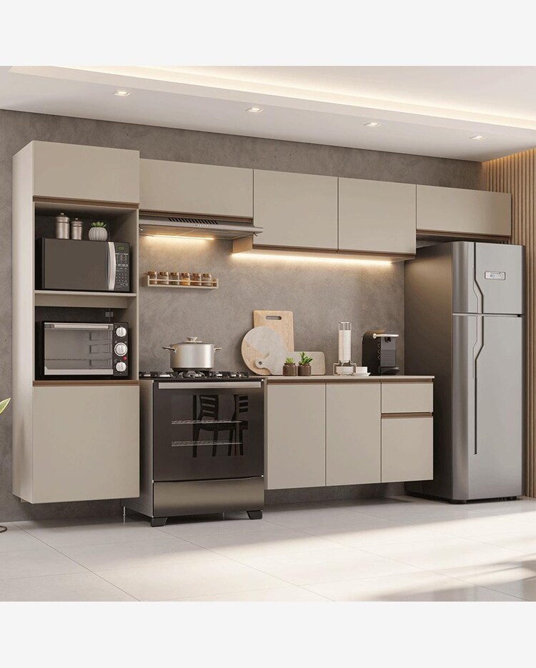Riachuelo Armário de Cozinha Completa 340 cm Suspenso Crema Nice