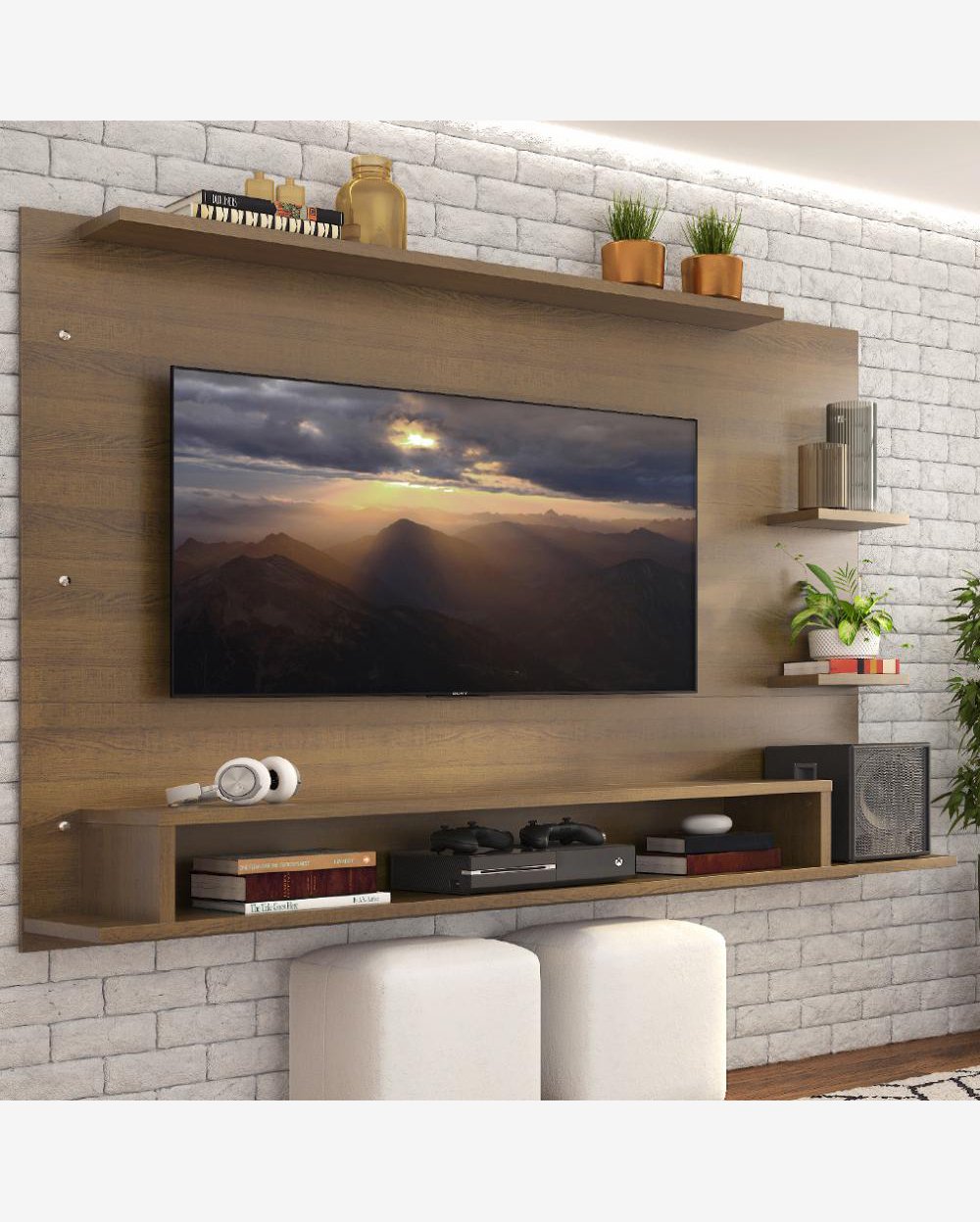 Painel para TV até 60 Polegadas Madesa Alfa com Nicho - Rustic