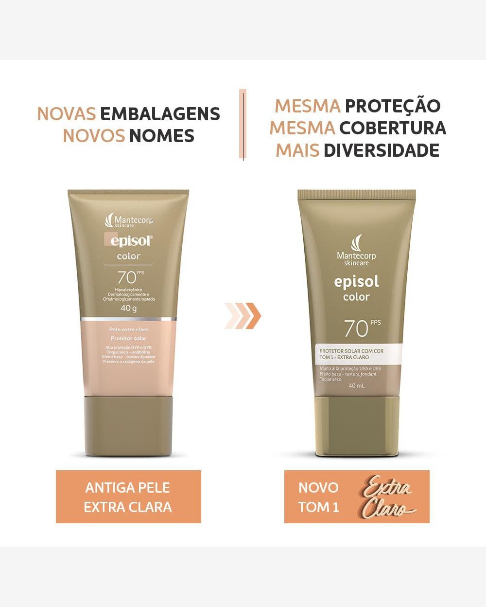 Protetor Solar Facial Episol Color Tom 1 Ext Claro FPS 70