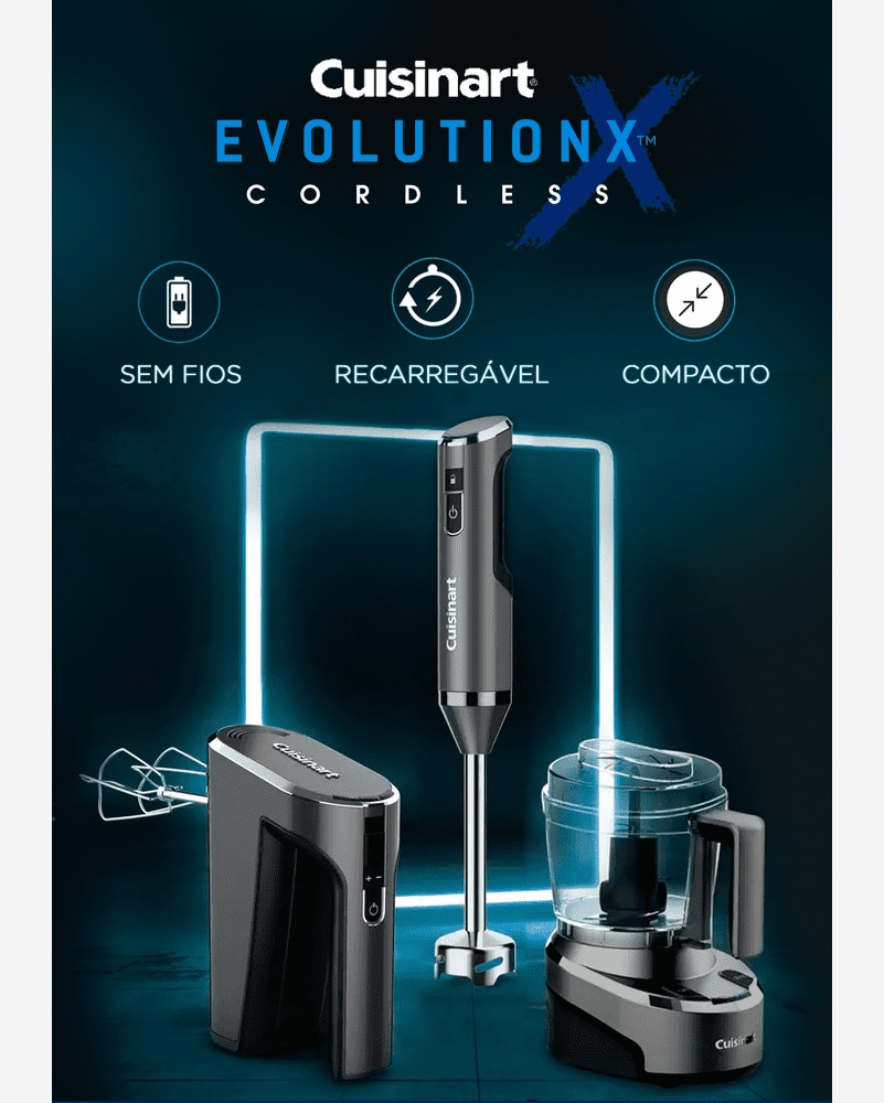 Batedeira Cordless EvolutionX Sem Fio Recarregável Bivolt Cuisinart Prata