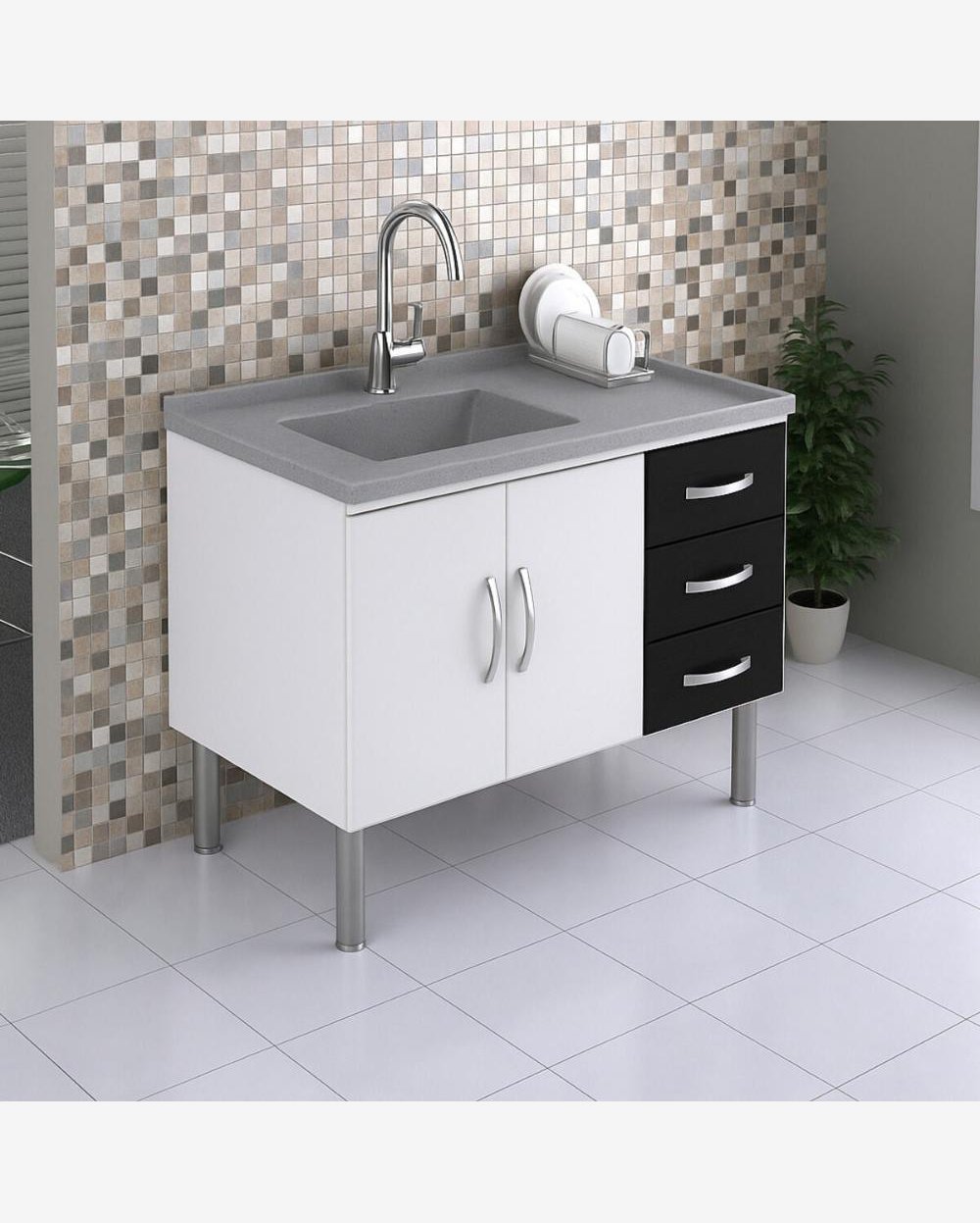 Pia de Cozinha Mármore Sintético 100x53cm Multimóveis CR20478
