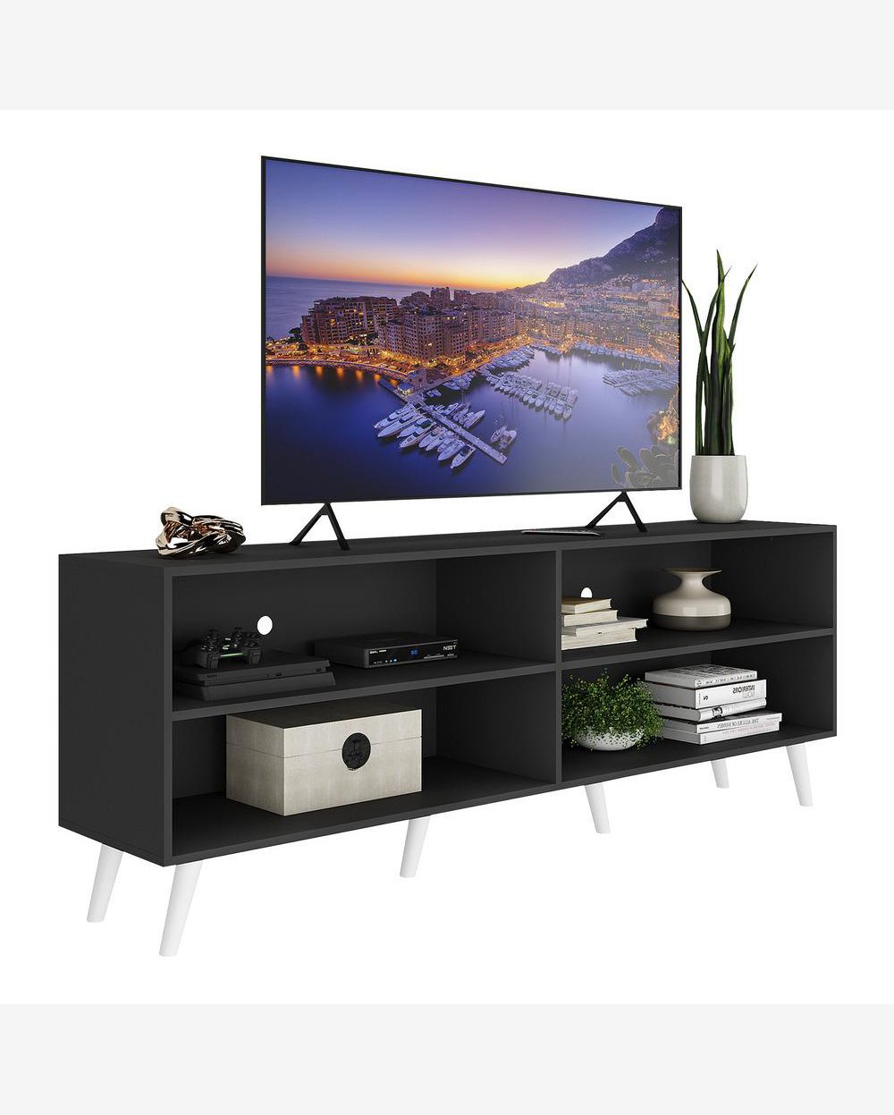Rack para TV 75" Retrô Jazz Multimóveis MP1017 Preto/Branco