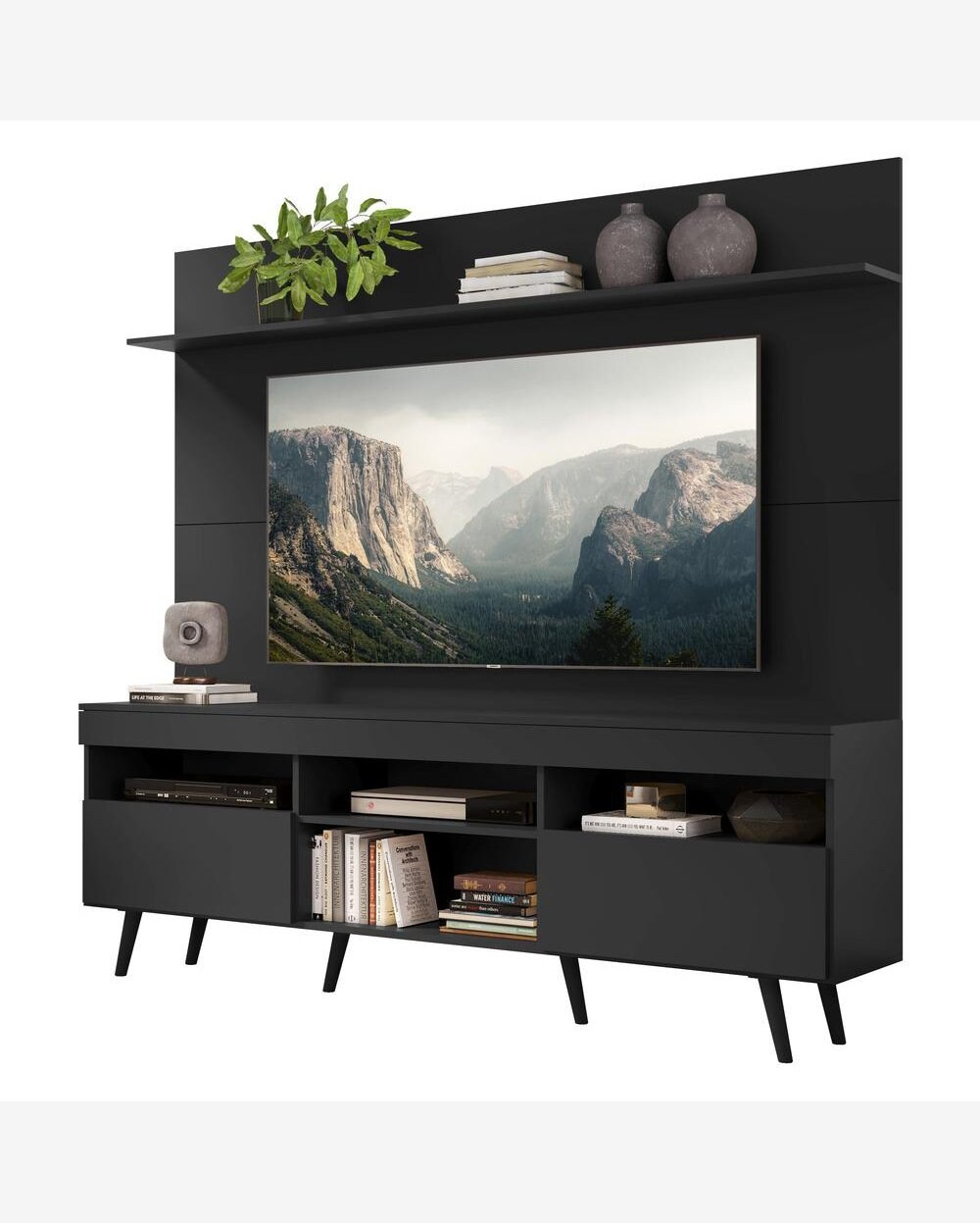 Riachuelo | Rack Retrô com Painel e Suporte TV 65