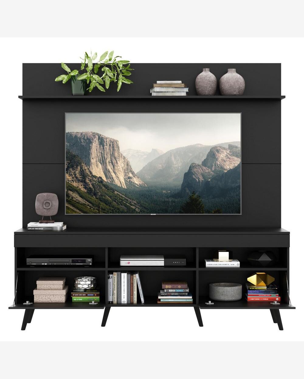 Riachuelo | Rack Retrô com Painel e Suporte TV 65
