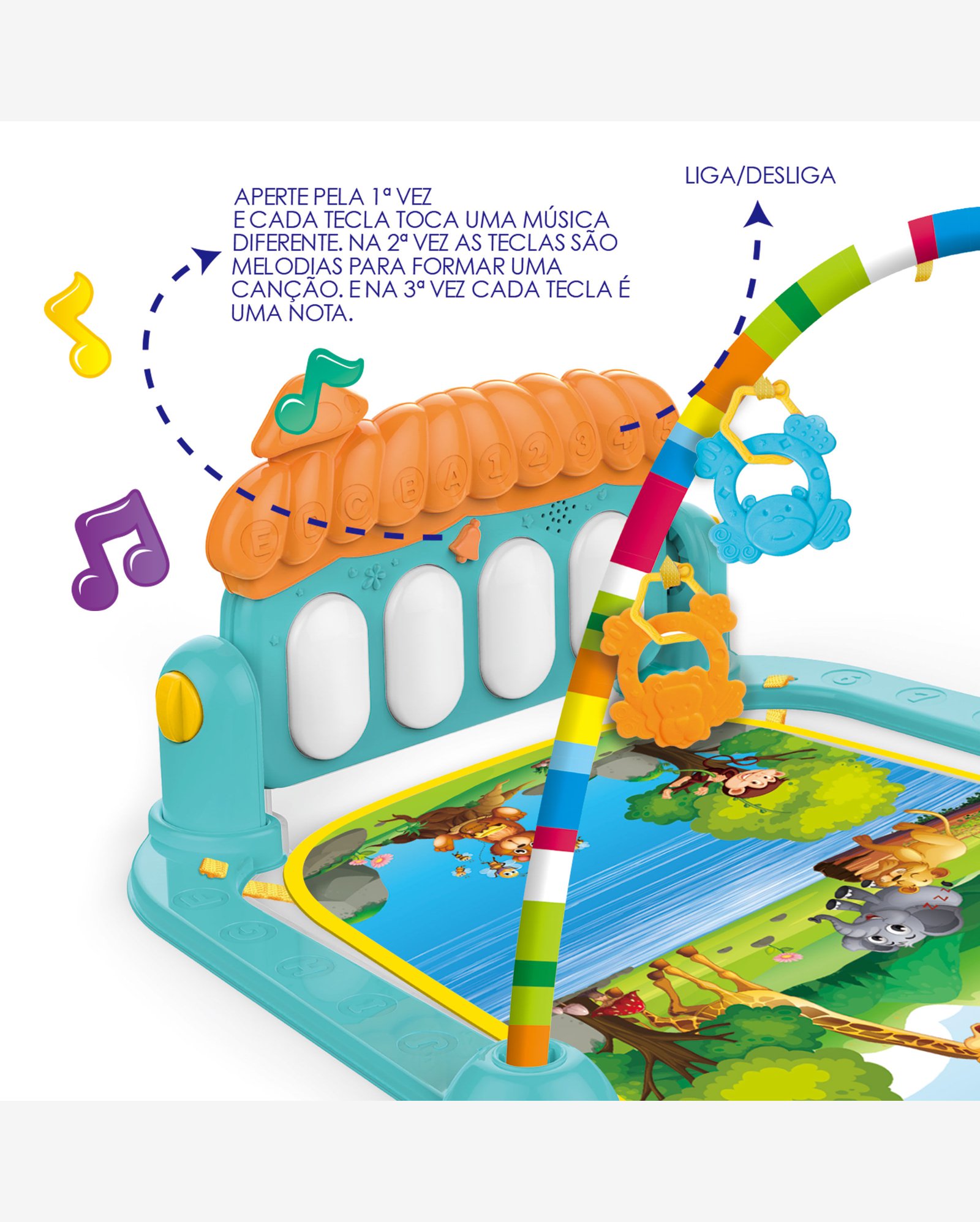 Tapete de Atividades Joy Safari Piano Musical Replay Kids