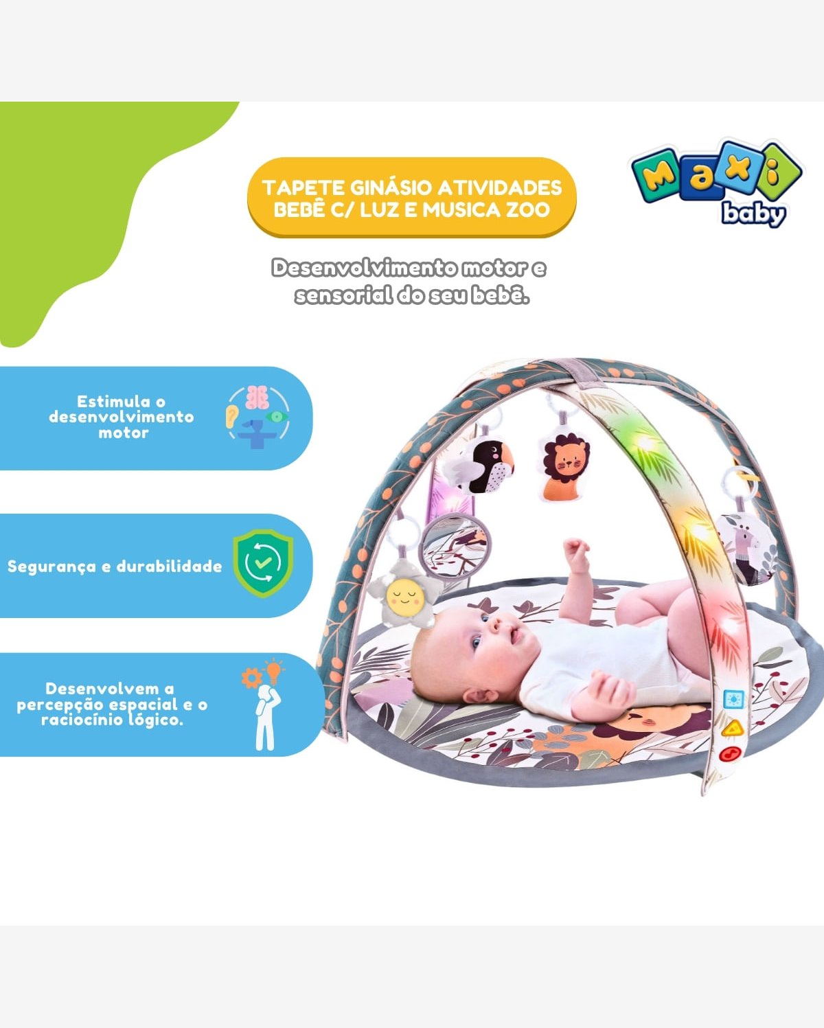 Tapete Ginásio Atividades Bebê C/ Luz e Musica Zoo Maxi Baby