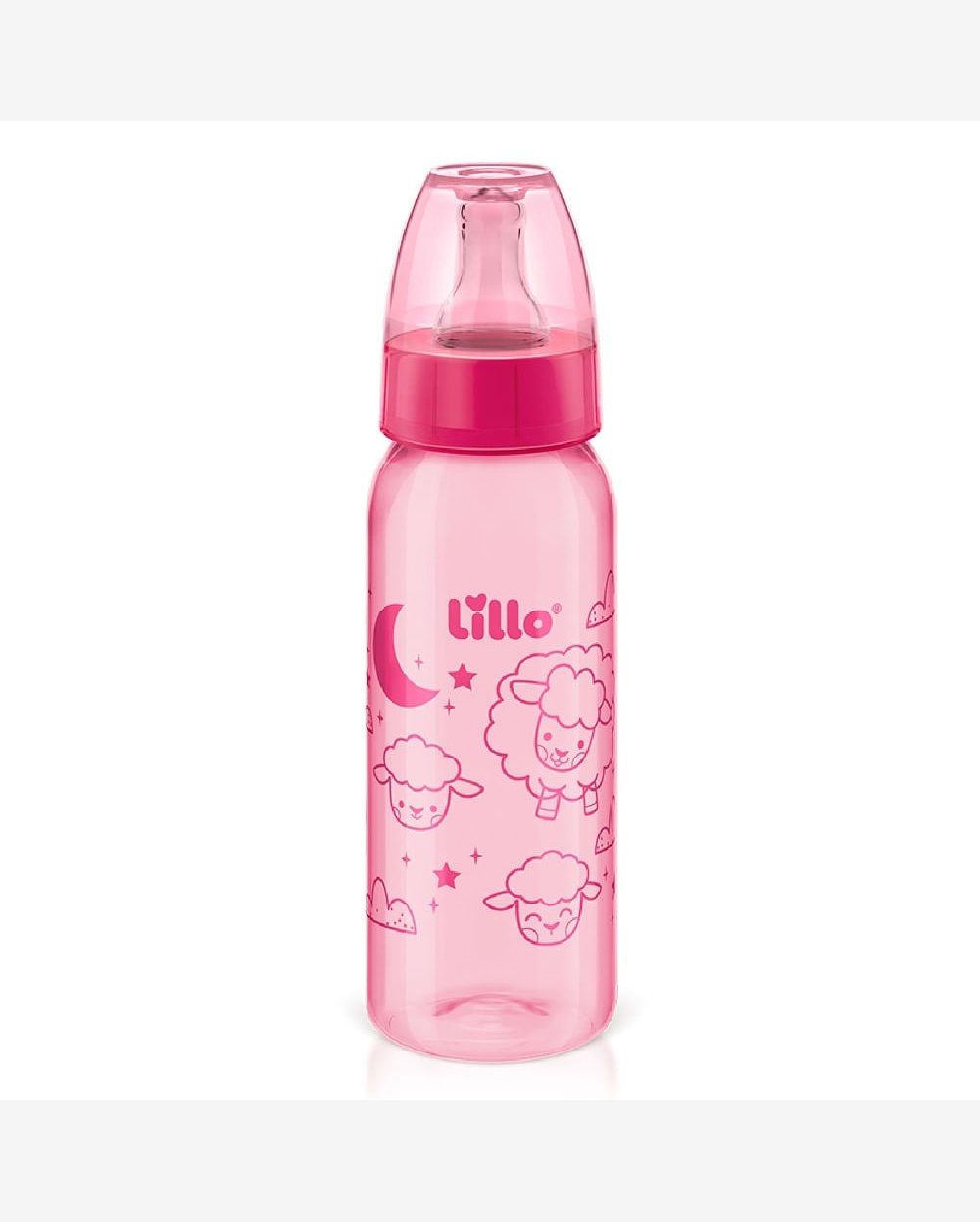 Kit com 2 Mamadeiras Divertidas 240ml Bico 6m+ Rosa - Lillo