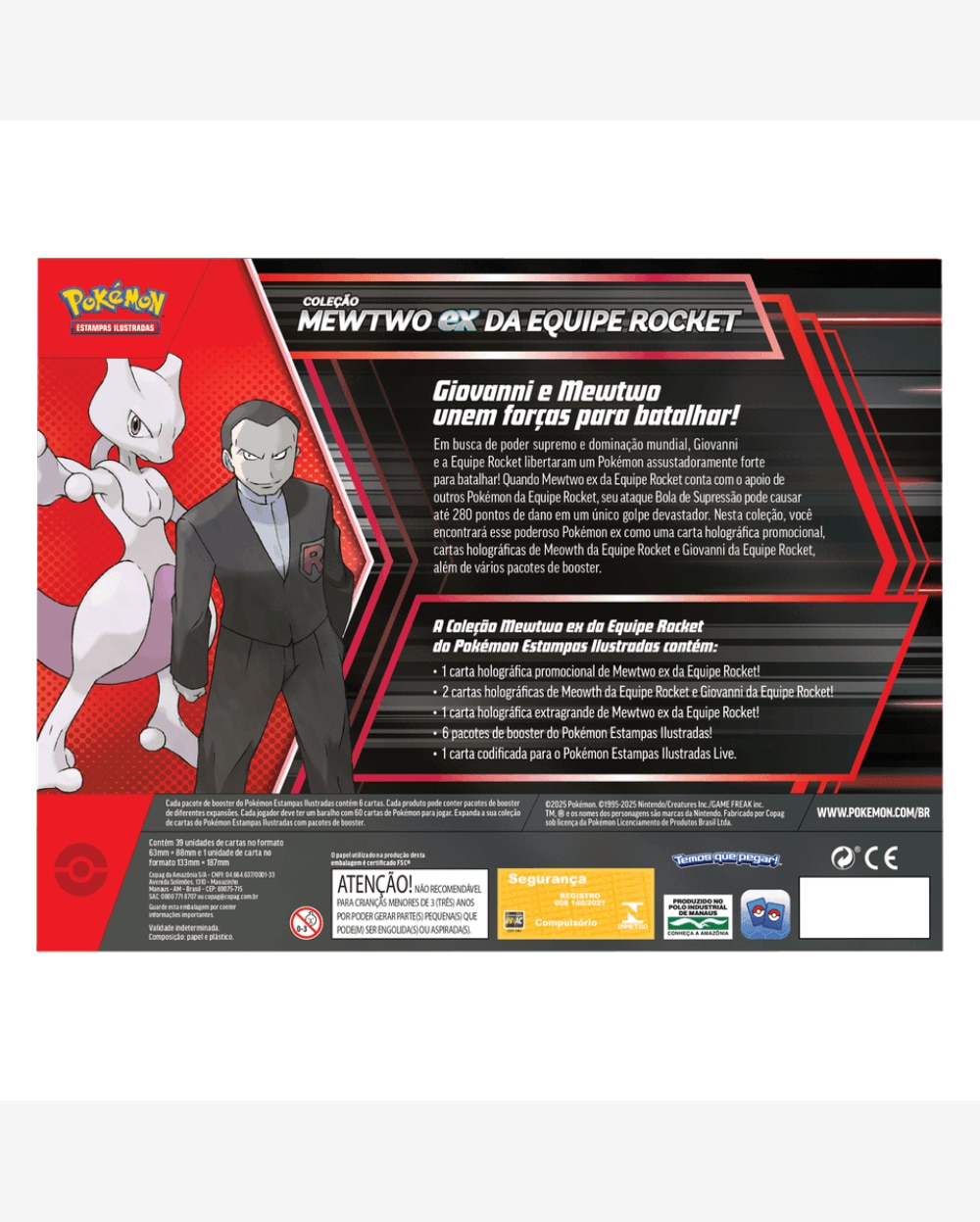 Cartas Pokémon Box Coleção Mewtwo exGiovanni  40 Cards Copag