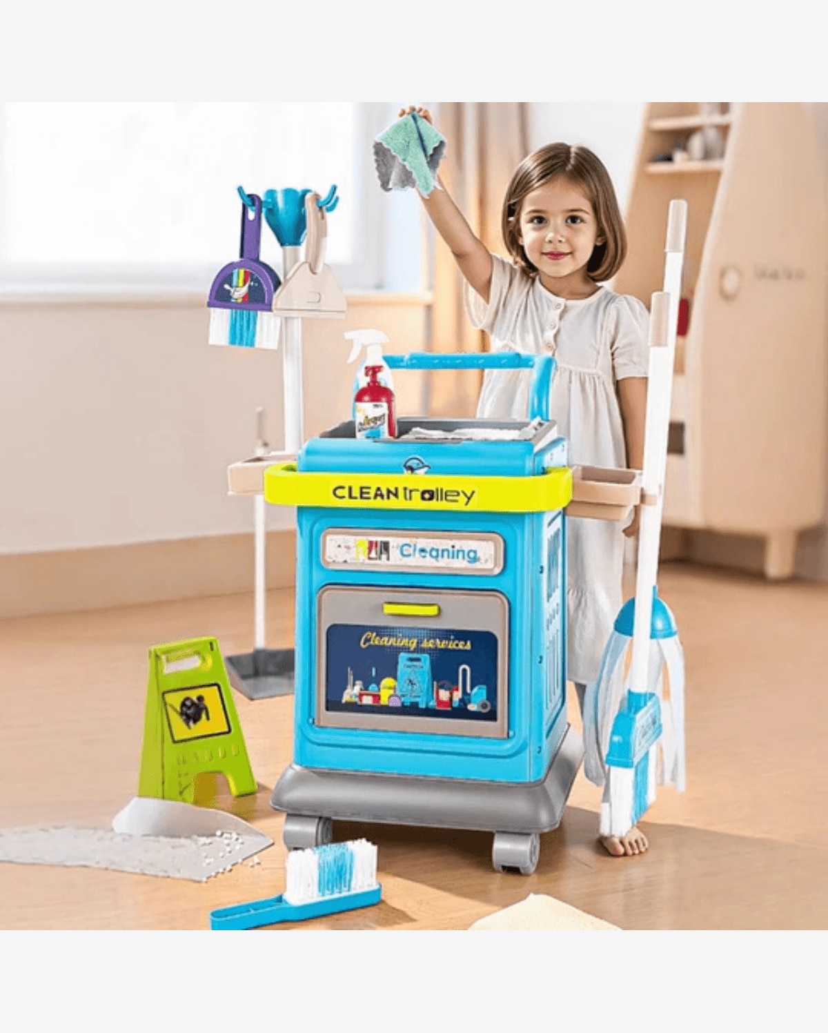 Carrinho de Limpeza Infantil Bancada Clean Center Maxi Toys