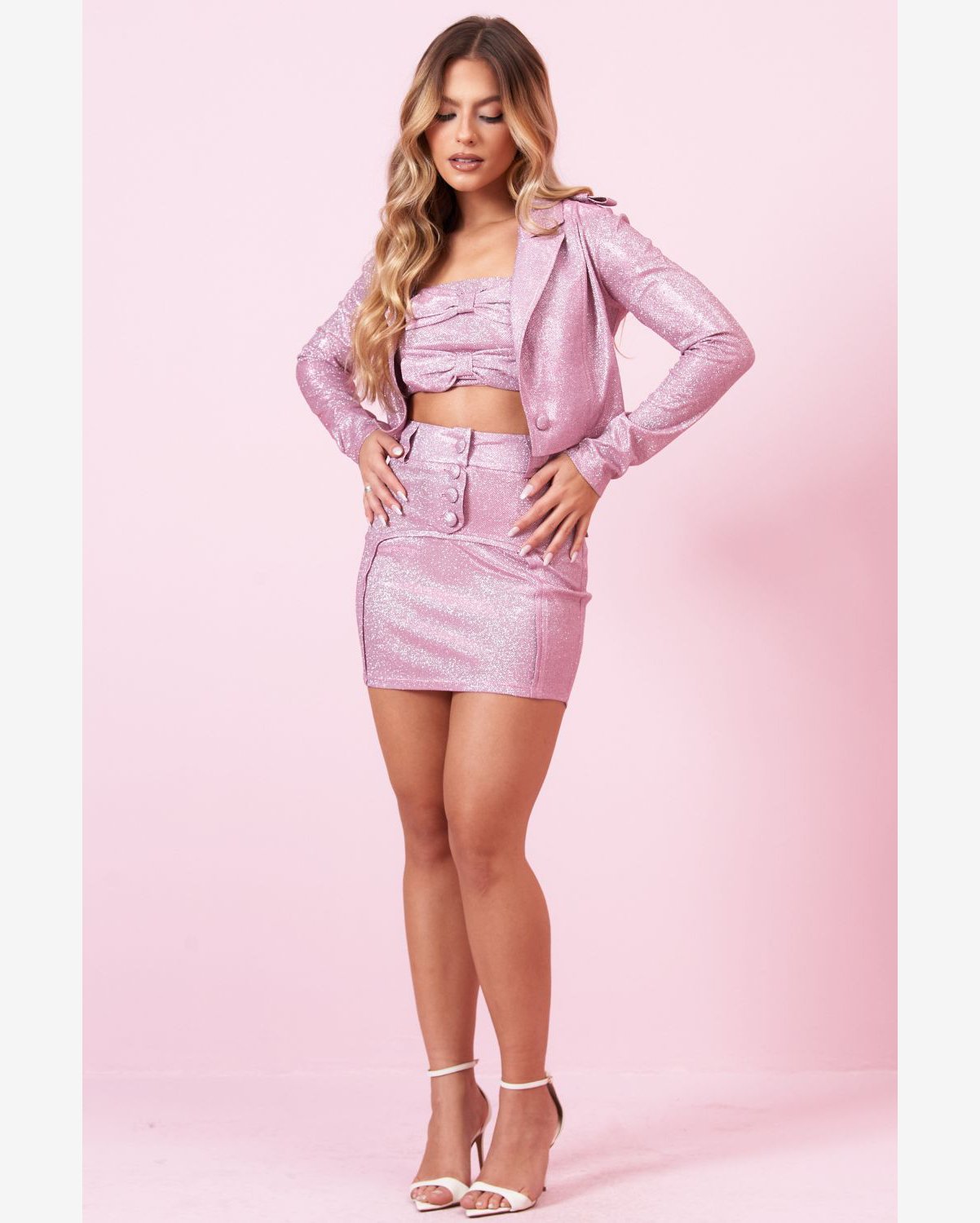 Blazer Feminino em Lurex Planet Girls Rosa