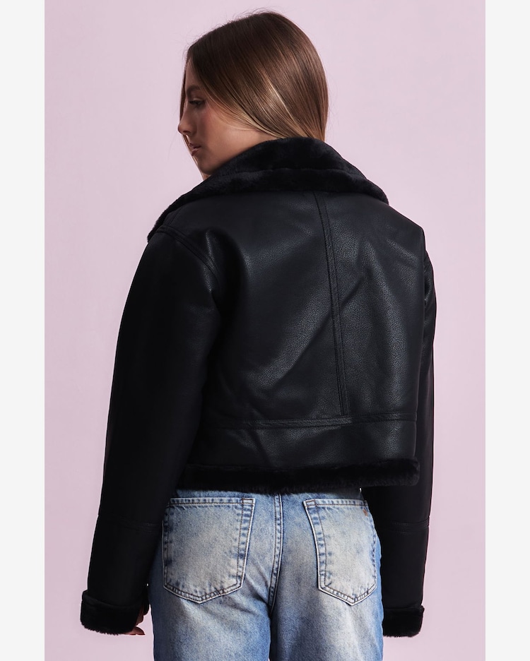 Jaqueta Feminina Pu Forrada Planet Girls Preto Preto Riachuelo