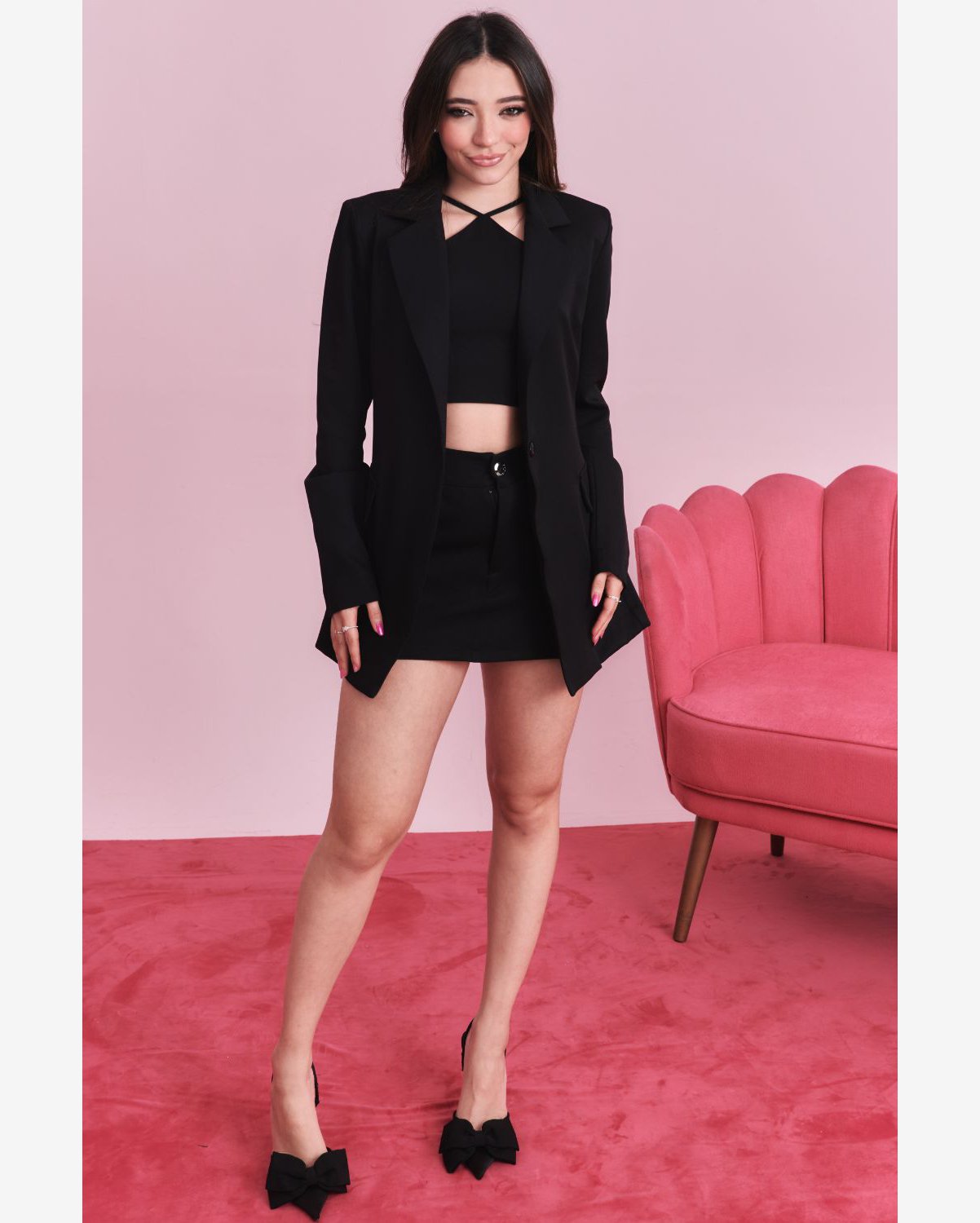 Blazer Longo Feminino Planet Girls Preto