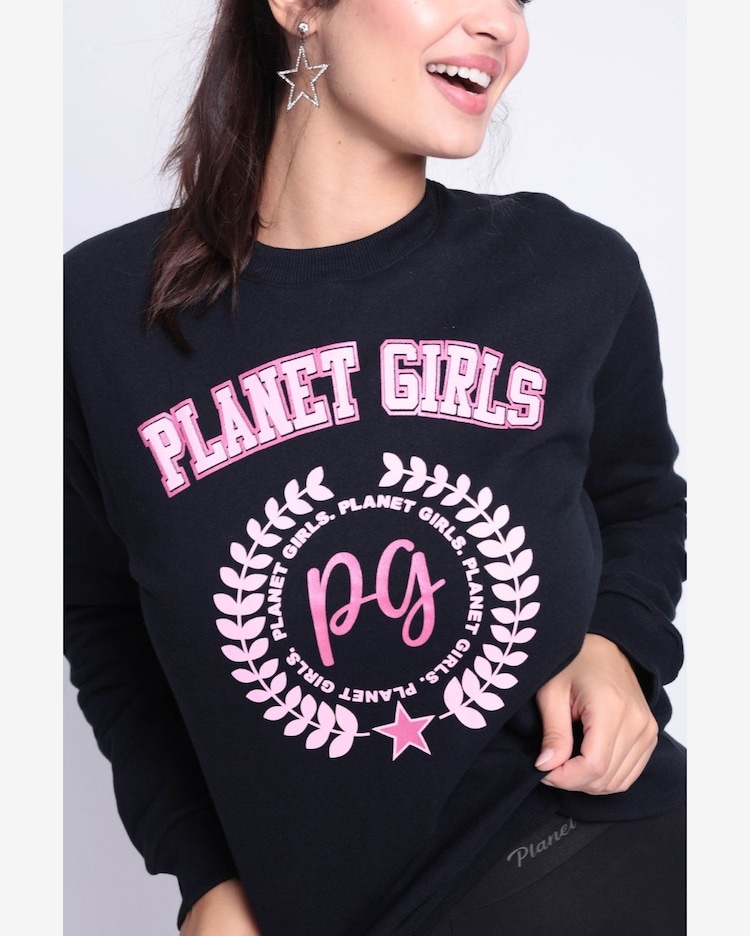 Moletom Feminino Estampado Planet Girls Preto