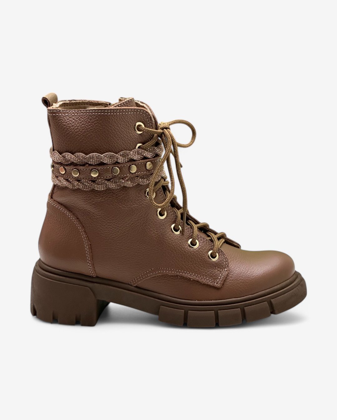 Coturno Feminino Estilo Mix em Couro