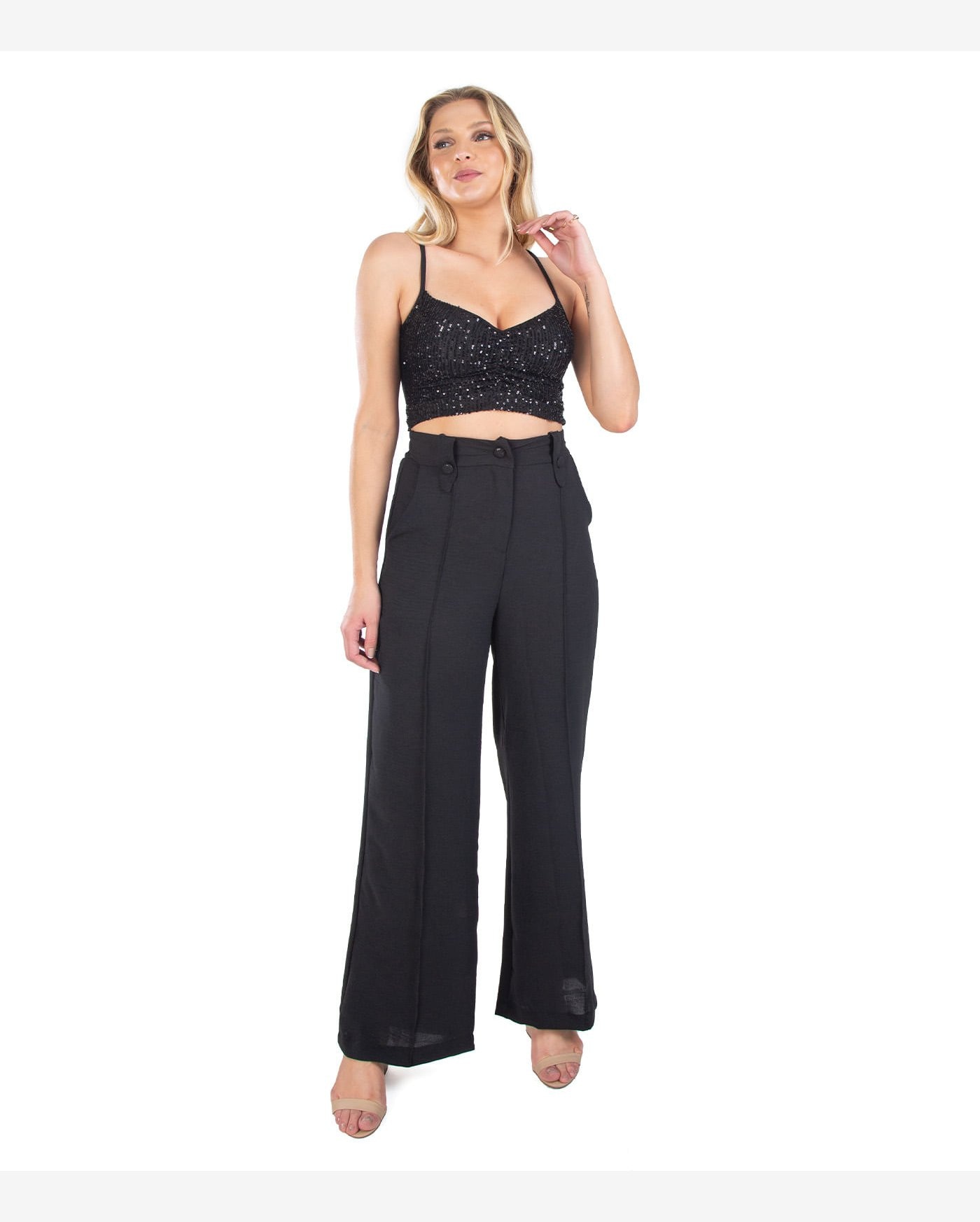 Riachuelo top cropped feminino paet select preto