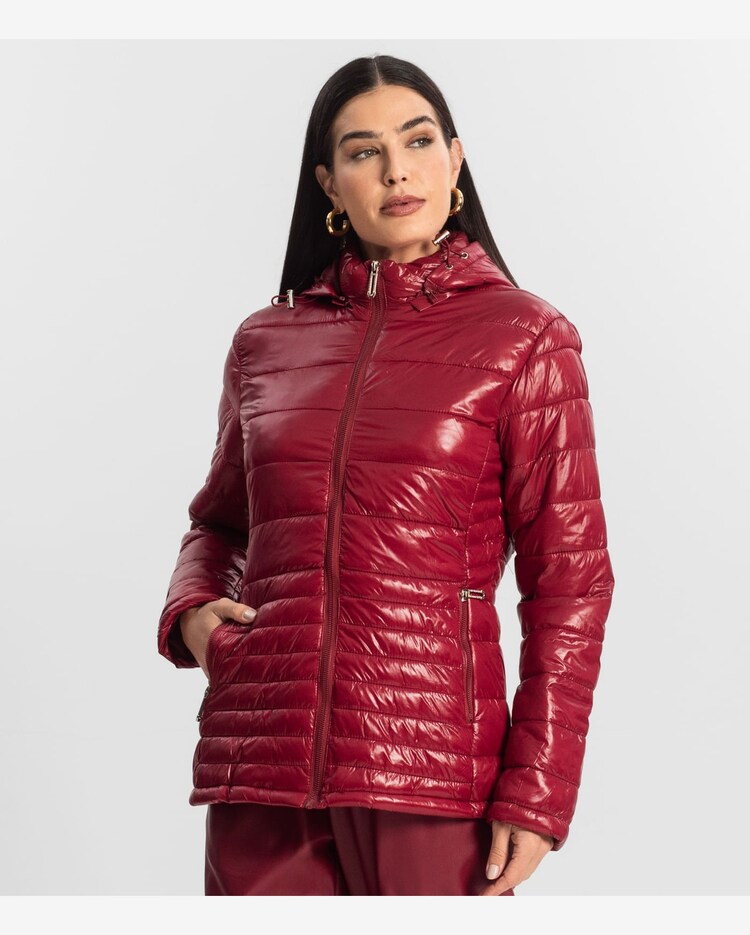 Jaqueta de Microfibra Feminina com Capuz Endless Vermelho