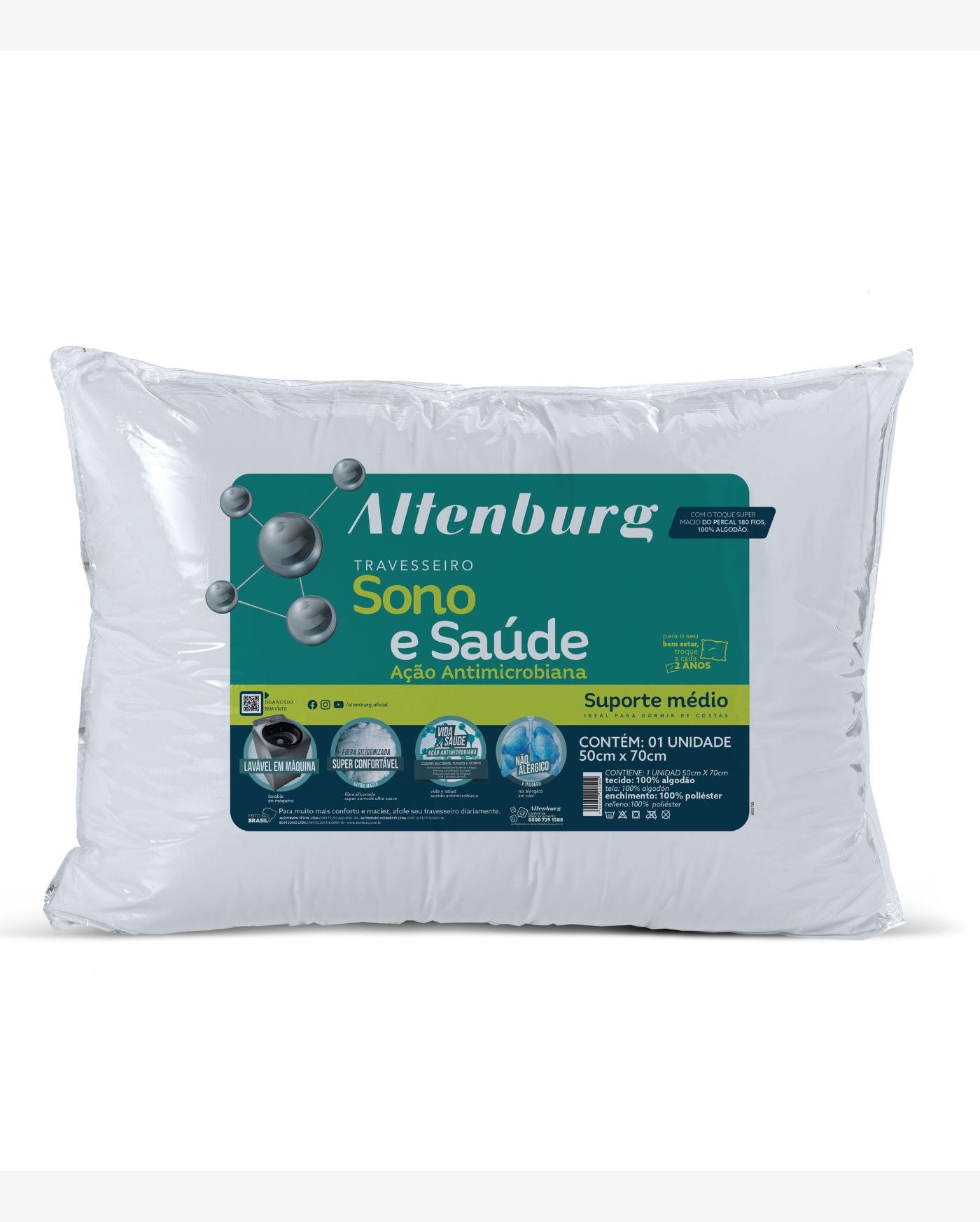 Travesseiro Sono e Saúde Antimicrobiana Altenburg Branco