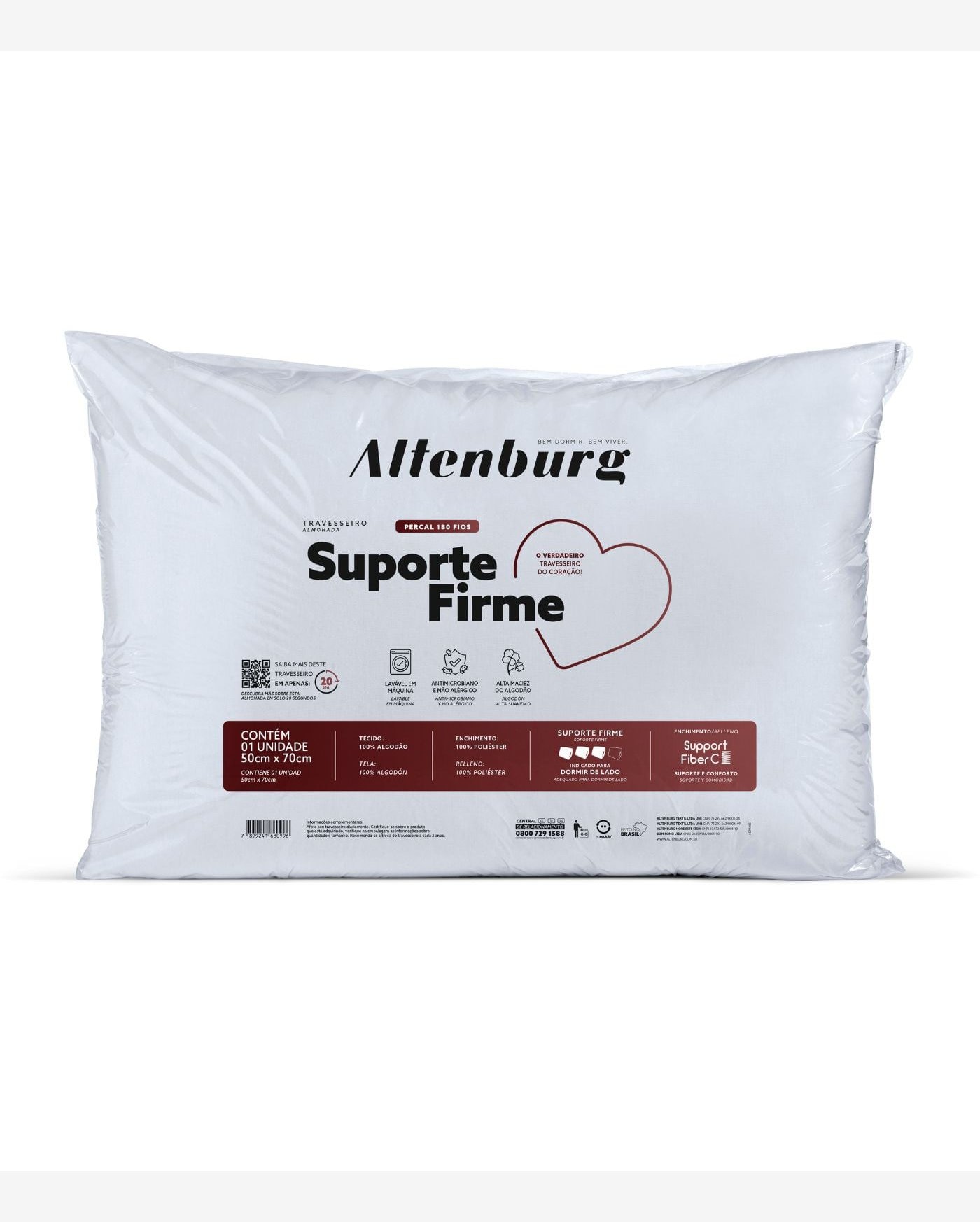Travesseiro Suporte Firme Antimicrobiana Altenburg Branco